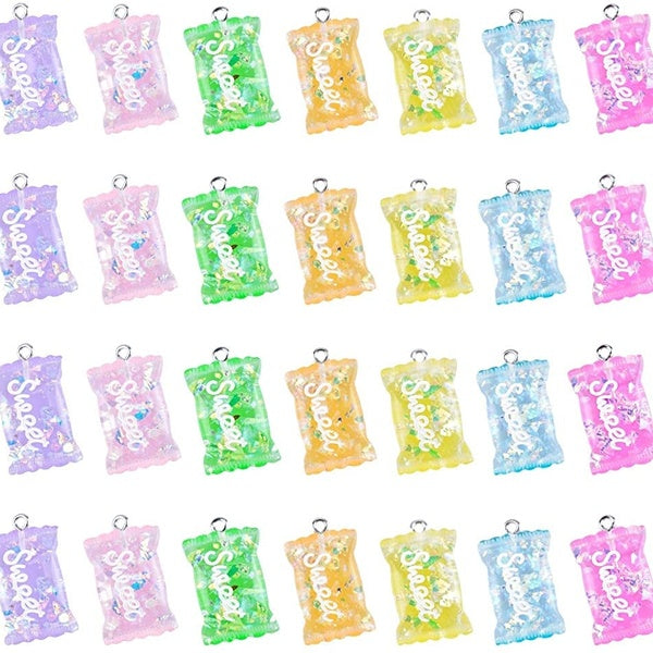 20pcs Colorful Candy Pendant Charms,lovely Sweet Candy Pendant Charms Resin Candy Shape Charms with Hook for Key Holder,DIY Jewelry Making,Necklace,B