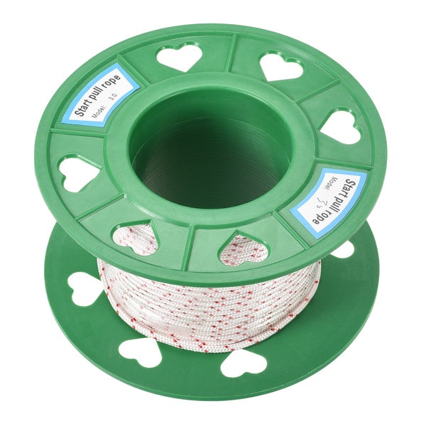 Recoil start Rope 3.5mm 1-16 Inch Dia 30m 98ft Polyester Pull Cord White Red for Lawn Mower Trimmer Engine Replacement Part