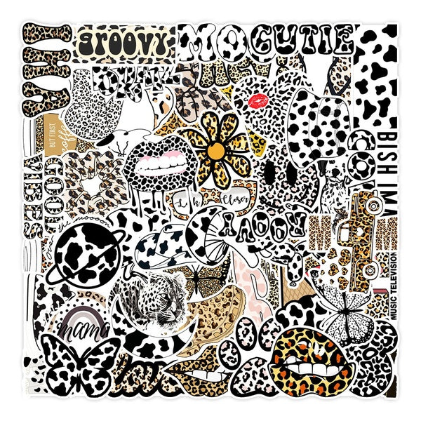 10-50pcs Fashion Leopard Print Graffiti Personality Sticker for Laptop Motorcycle Skateboard Luggage Decal Toy Stickers
