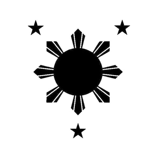 Stars and Sun Philippine Flag Funny Vinyl Sticker Decal for Car Truck Window Bumper Black