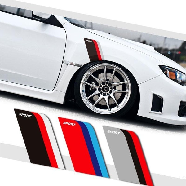 Noizzy 2× Universal 3-Color Racing Stripes Car Stickers for Fenders - Durable, High-Quality, Easy-to-Apply Vinyl Decals for Car Styling & Personaliz