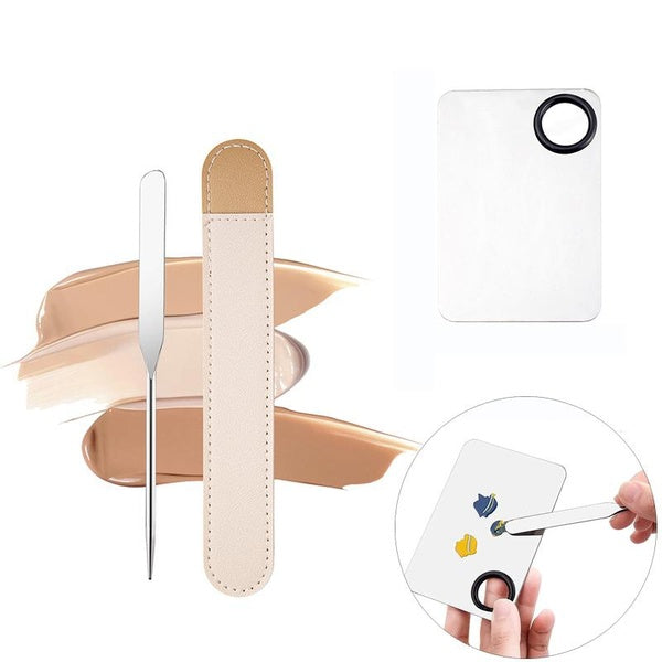 Stainless Steel Makeup Mixer Nail Art Polish Mixing Plate LiquidFoundation Mixing Makeup Tool Eye Shadow Mixer Palette with Spatula Rod
