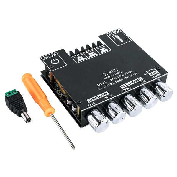 2.1 Channel Bluetooth Audio Power Amplifier Board 50W×2+100W with Treble and Bass Control for DIY Bluetooth Speaker Home Theater