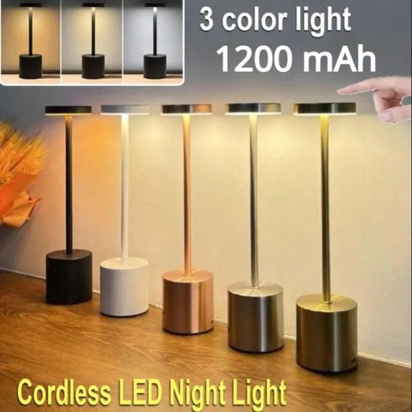 Rechargeable Table Lamp, LED Cordless Desk Lamp,1200mAh Battery Operated Portable Table Light,3 Color Stepless Dimming for Restaurant-Indoor-Outdoor(