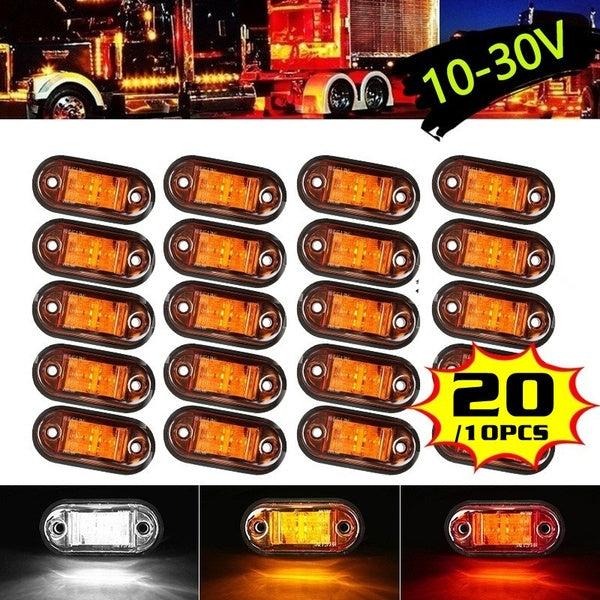 10-20PCS 10-30V Universel LED Side Marker Lights Lampe Voyant de Dégagement Feu de Marqueur pour Voitures Remorque Camions Bateau Bus Caravane - Ambr