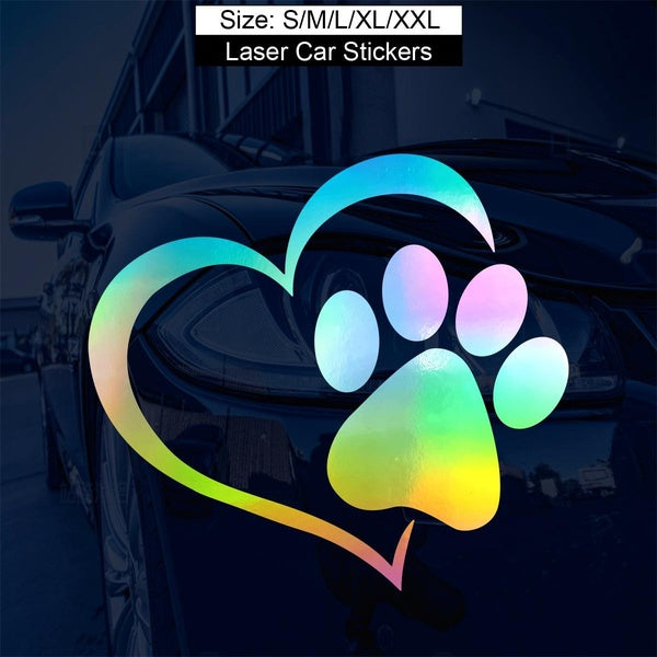 1PC Heart Dog Paw Car Stickers for Trucks Car Window Bumper Laptop Vinyl Decal