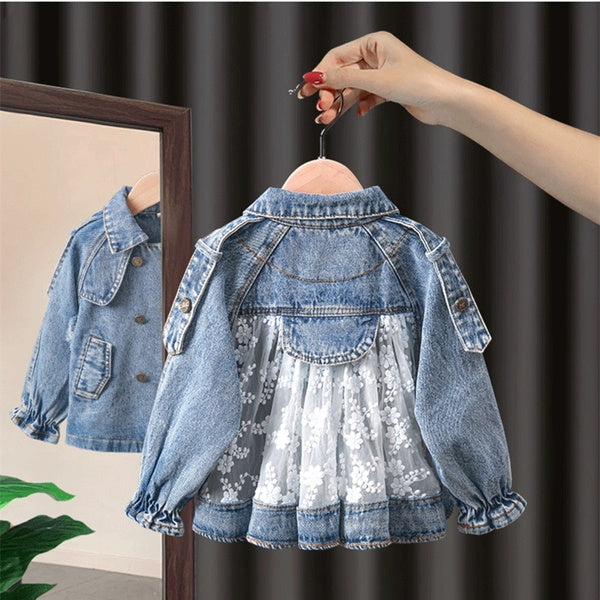 Spring-Autumn Girls' Denim Jacket Coat New Children's Clothing Clothes Infant Girls Baby Tops