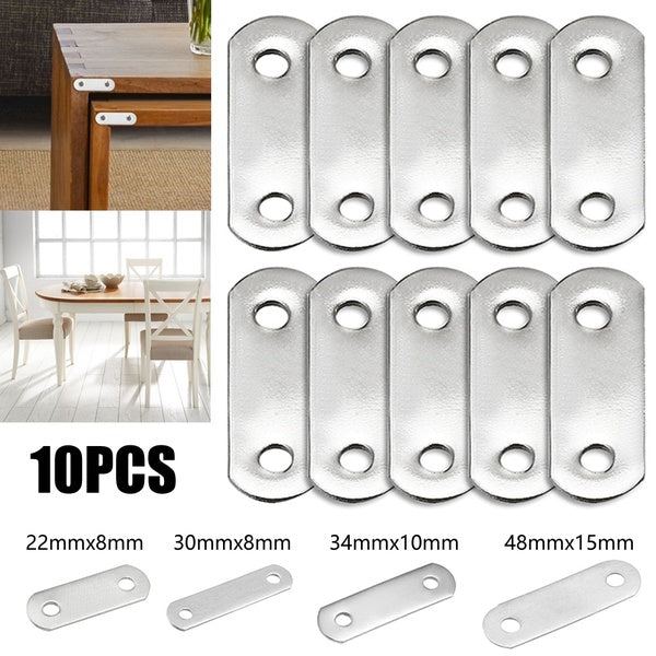 10PCS Furniture Repair Stainless Steel Repair Plate Flat Fixing Mending Corner Brace Bracket Connector