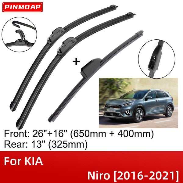 Car Wiper Blades For KIA Niro 2016-2021 26" 16" 13" Front Rear Wiper Blades Brushes Cutter Accessories 2016 2017 2018 2019 2020 2021