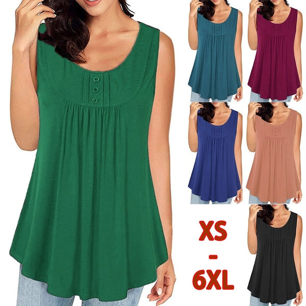 2020 Women Sleeveless Cotton Tank Tops Casual Plus Size Vest Loose Soild Color Swing Flowy T Shirts Fashion Clothes XS-6XL
