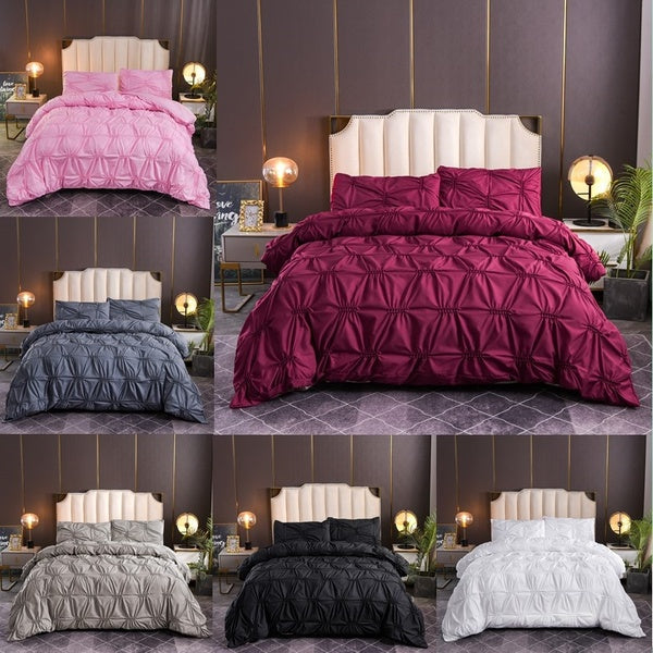 Elegant Solid Color Bedding Set Cotton Duvet Cover with Pillowcase Twin Queen King Size Quilt Cover Set