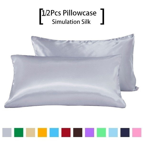 1-2 Pcs Silk Pillowcase Hair Skin, 100% Pure Natural Mulberry Silk Pillowcase Standard Size, Pillow Cases Cover Hidd 15 Colors