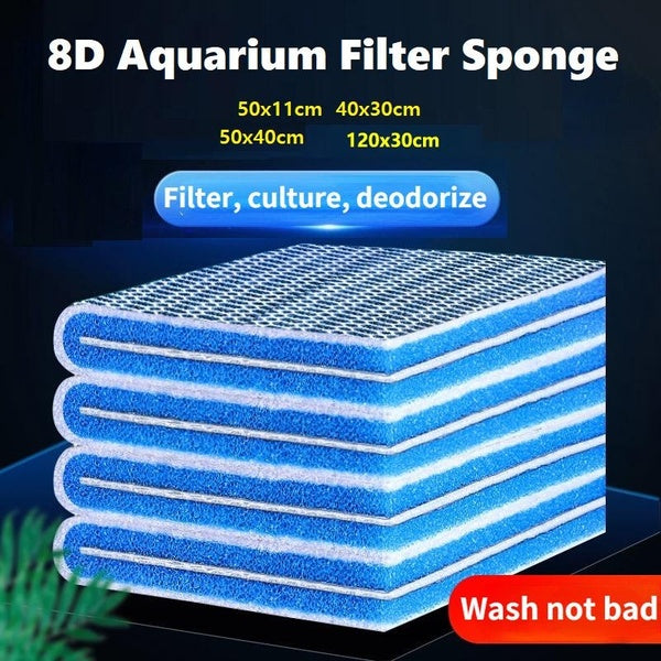 Filtre éponge pour filtre à eau d'aquarium, média en coton haute densité 8D, matériau filtrant, bioéponge, écumoire, accessoires d'aquarium