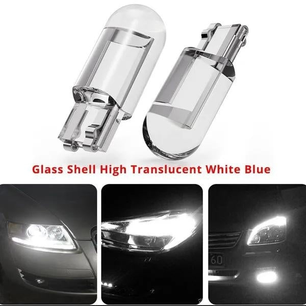 2pcs-10Pcs W5W 194 T10 Glass Housing Cob LED Car Bulb 3000K 6000K White Green Blue Red Wedge License Plate Lamp Dome Light White Diedo