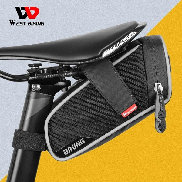 WEST BIKING Waterproof Bicycle Saddle Bag MTB Road Bike Saddlebags Reflective Striped Bicycle Tool Holder Bag MTB Accessories