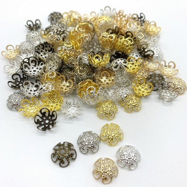 100pcs 10mm Flower Torus Shape Alloy Beads Caps Jewelry Findings Spacer Beads For Jewelry Making Charms