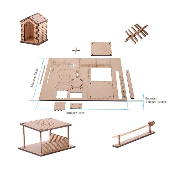 1:72 Assembly Wooden Model War Barricade Checkpoint Command House Building Military Scene Handmade Train Accessories Layout