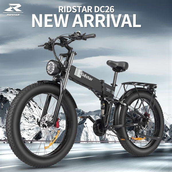 New Ridstar 26" 1000W 4.0 Fat Tire 20AH Battery Foldable Electric Mountain Ebikes