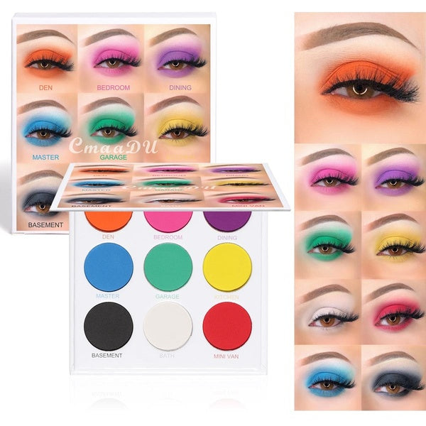 CmaaDu 9 Color Colourful Shades Versatile True Nude Pigment Packed Colour Eye Shadow Matte Eyeshadow Palette Cosmetic Makeup