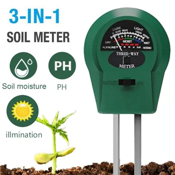 New Three in One Soil Tester, Soil Moisture Meter for Flowers and Plants, Acid Alkali Soil PH Meter
