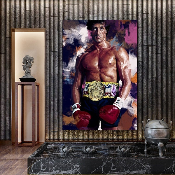 Watercolor Abstract Rocky Balboa Boxing Bodybuilding Canvas Painting Posters Prints Wall Art Motivational Picture for Home Decor no Frame