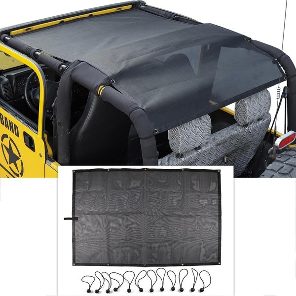 Mesh Sun Shade Top Cover Provides UV Sun Protection Cover for 1997-2016 Jeep Wrangler TJ Black