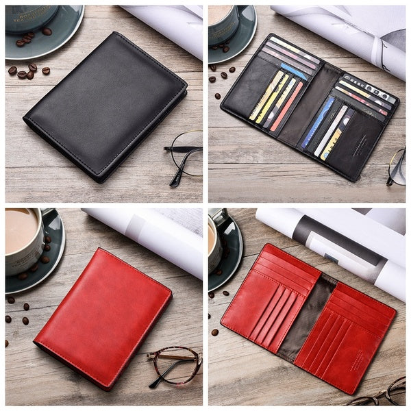 Hot Sale Classic Travel Passport Holder Cow Genuine Leather Credit ID Card Holder Organizer Purse For Women Men