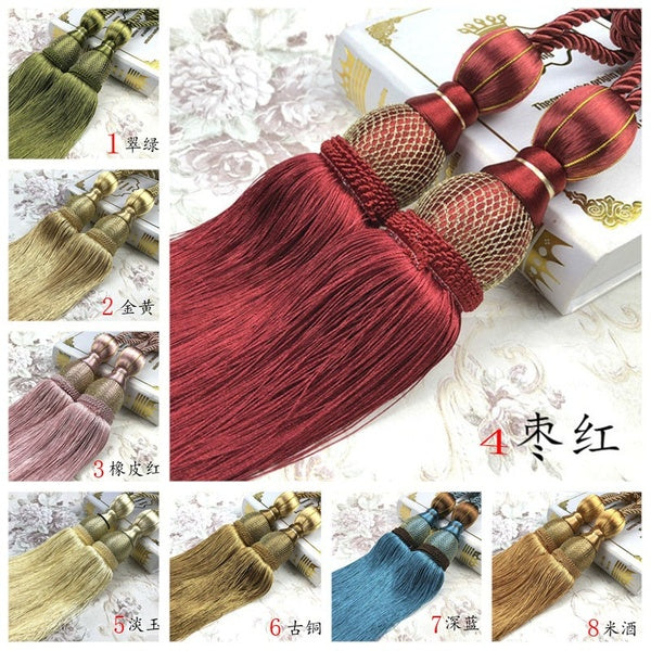 Gold silk tennis curtain hanging ball straps hanging tassels a pair of curtain tassel straps