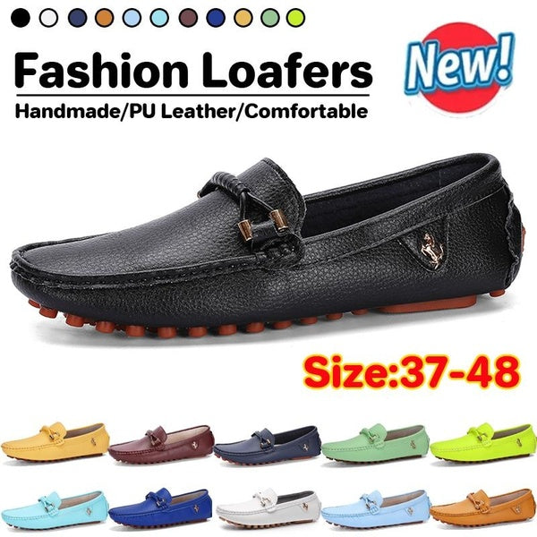 Mocassins hommes chaussures en cuir faites à la main décontracté conduite appartements chaussures à enfiler mocassins bateau chaussures 11 couleurs g