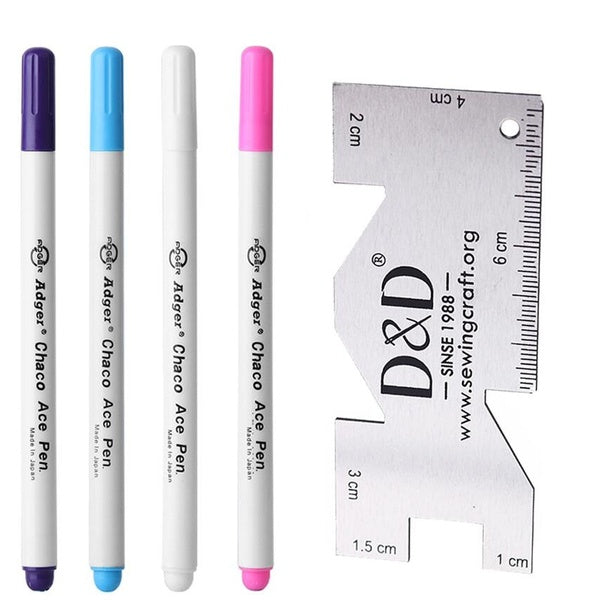 Water Erasable Pen Fabric Marker Tailor's Chalk & Metal Sewing Measuring Gauge Quilting Rulers Tailor Craft Sewing Accessories