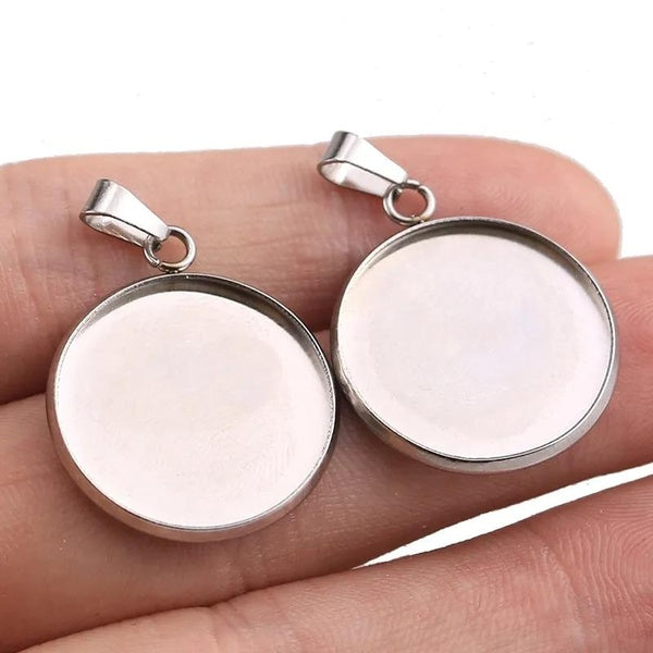 10pc-lot Stainless Steel Cabochon Cameo Bracelet Charms ForJewelry Making Necklace Pendants Findings Bases Tray Blank Diy Bezel