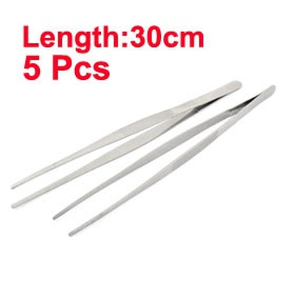 Home Flat Edge Forceps Straight Tweezers Handy Tool 30cm Long 5pcs