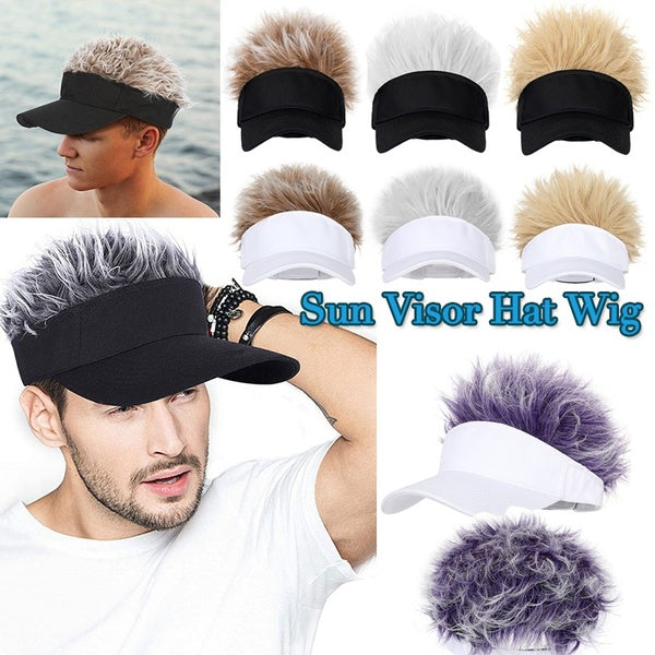 Qlenkay Hommes Baseball Sports de Plein Air Golf Réglable Réglable Snapback Chapeaux Hip Hop Chapeau Pare-Soleil Perruque Chapeau Faux Flair Cheveux