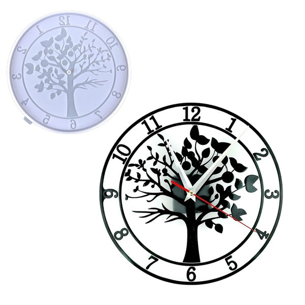 Tree Shape Clock Silicone Mold DIY Round Clock Epoxy Resin Mold Clock Dial DIY Crafts Wall Pendant Decoration Home Decor