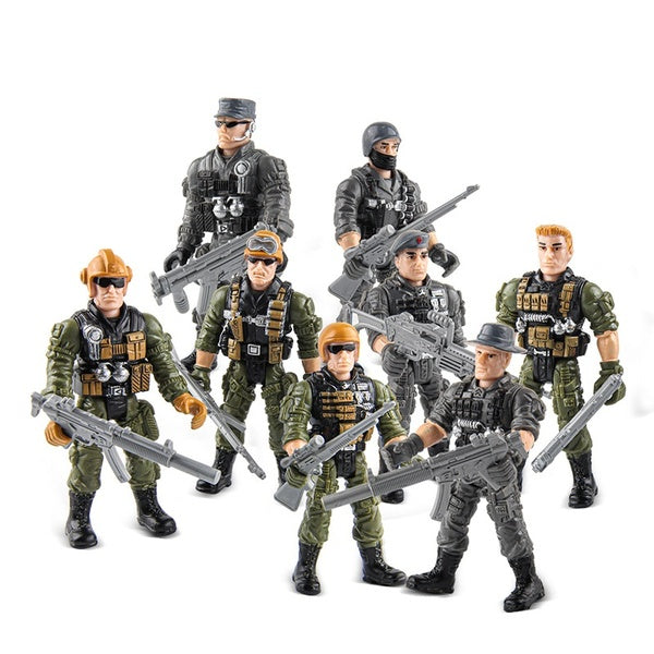 8Pcs-Lot Military series World War II special forces soldier DIY Action Figures Simulation model Toys Gifts