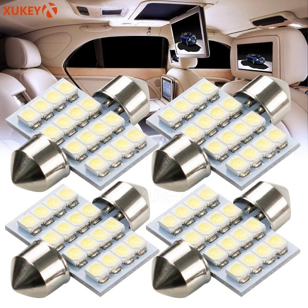 XUKEY 12V 24V 31mm Car LED Interior Festoon Number Plate Light Bulbs Replacement Bulbs Dome Reading Light Bulbs Xenon White Truck 4Pcs