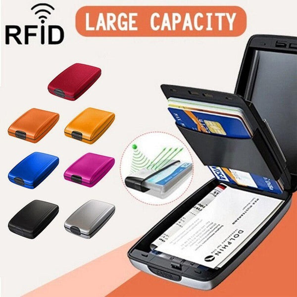 Men's Card Holder RFID Blocking Credit Card Protector Aluminum Id Case Hard Shell Business Card Holders Metal Wallet Card Case