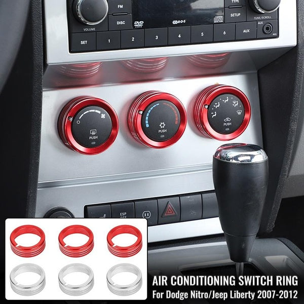 For Jeep Liberty 2007-2012 - Dodge Nitro 2007-2012 Air Conditioner Switch Knob Button Cover Trim Ring Cover Bezel 3 Pcs