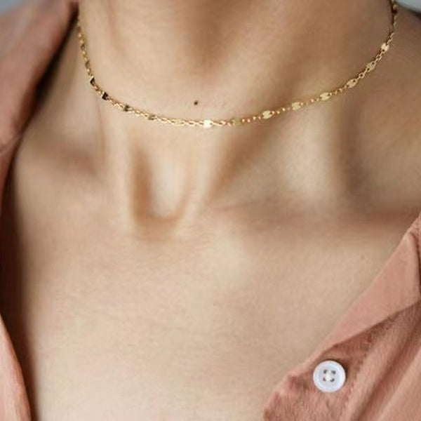 Dainty Gold Choker Necklace - Gold Chain Choker - Delicate Gold Shimmer Choker - Minimalist Jewelry - Layering Necklace - Gift for Her