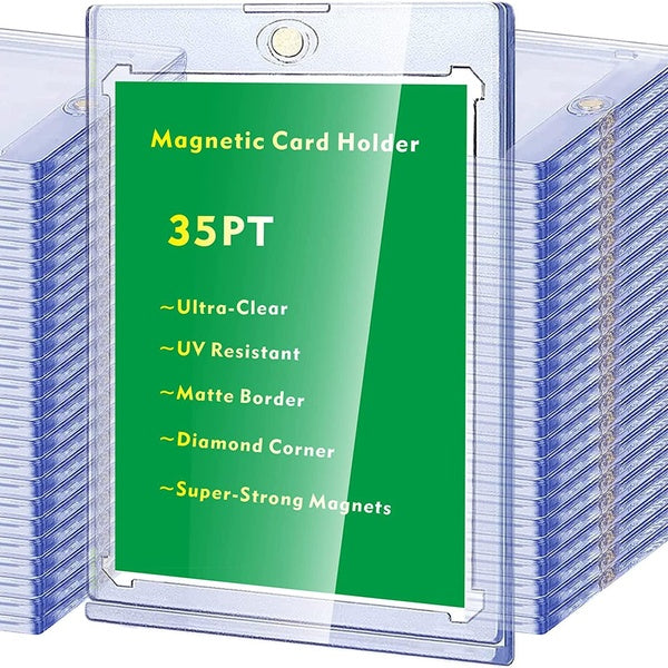 Lot de 12 porte-cartes magnétiques 35 pt pour cartes de sport, étui rigide résistant aux UV, empêche les rayons UV de changer la couleur, affichage c