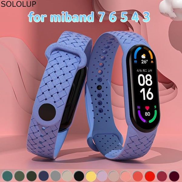 SOLOLUP Sport Bracelet pour Xiaomi Mi Band 7 Bracelet Smartwatch Silicone Tressé Correa Strap pour NFC Band6 Band7 Miband 6 5 4 3