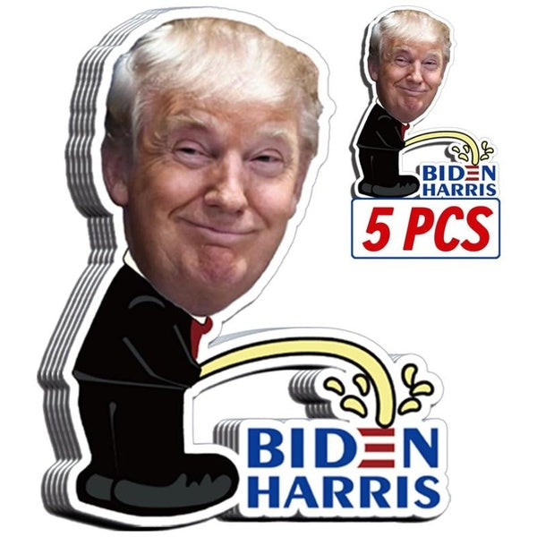 Trump Stickers and Decals(5 Pack), Trump Pissing on Biden Harris Bumper Sticker, Trump 2024 Funny Vinyl Stickers for Car, Truck, House, Windows, Lapt