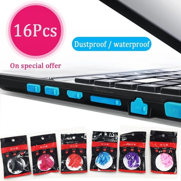 16Pcs-set Silicone Anti Dust Plug Cover Stopper Laptop Dustproof Usb Dust Plug Computer Accessories Universal Notebook Interface Waterproof