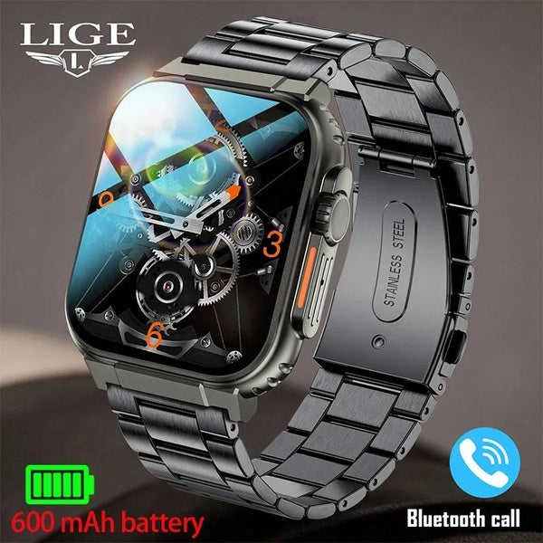 LIGE Nouveau 600mAh Montre Intelligente Ultra Montre Hommes Bluetooth Appel TWS Musique Locale Sport Horloge 2.0 Pouces IP68 Étanche Ultra Smartwatch