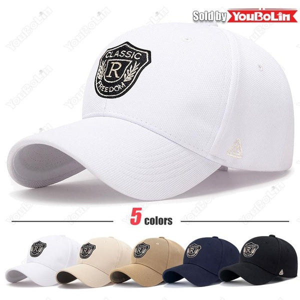 Fashion Men and Women Internet Celebrity Pineapple Cloth 'CLASSIC', 'R', 'FREE DOM' Letter Design Gold Thread Embroidery Material Technology Baseball