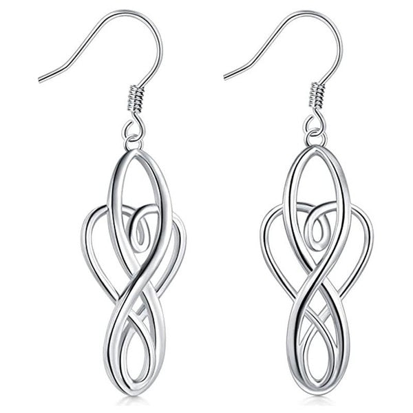 Boucles d'oreilles pendantes avec naud celtique en forme de caur, tendance, crochet géométrique infini pour femmes, bijoux de mariage
