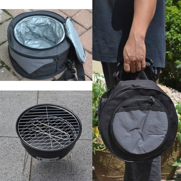 Outils portatifs de barbecue de camping en plein air de gril de barbecue de charbon de bois avec le sac plus frais