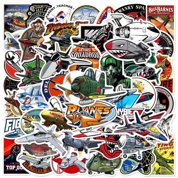 10-50Pcs Cartoon Fighter Aircraft Stickers Airplane Plane Graffiti Stickers for DIY Luggage Laptop Skateboard Motorcycle Bicycle Stickers