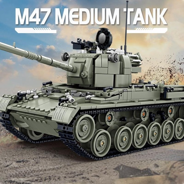 WW2 Military Classic Model M47 Medium Tank Collection Model Building Blocks Bricks Toys Gifts