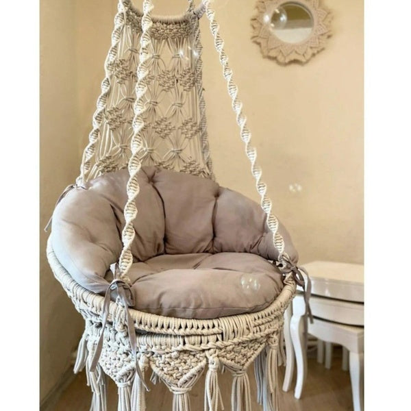 Macrame Hammock Garden Family Swing Cream Rocking Chair Living Room Decoration